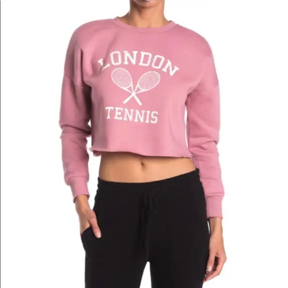 NEW Abound Pink Cropped London Tennis Sweatshirt